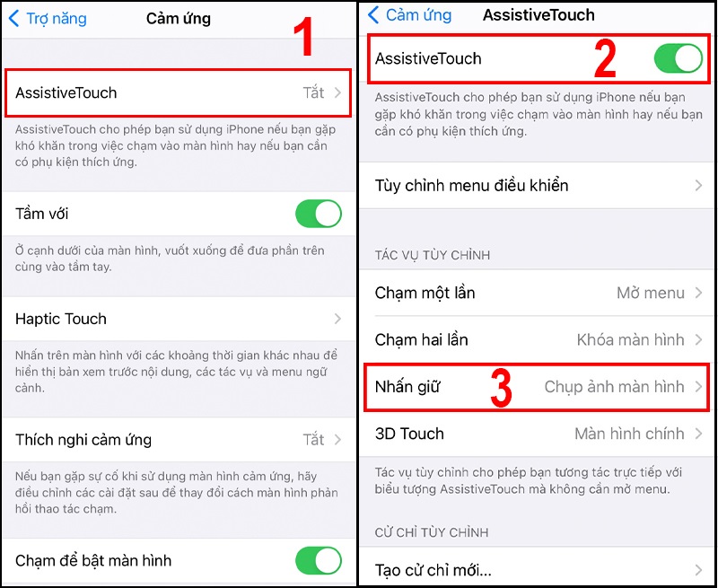Bật Assistive Touch và thiết lập chức năng cho nó