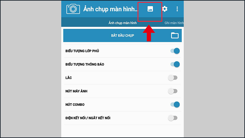 Hãy ấn vào biểu tượng hình vuông để xem ảnh màn hình đã chụp