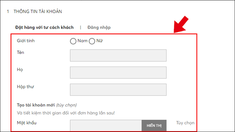 Đăng ký thông tin tài khoản