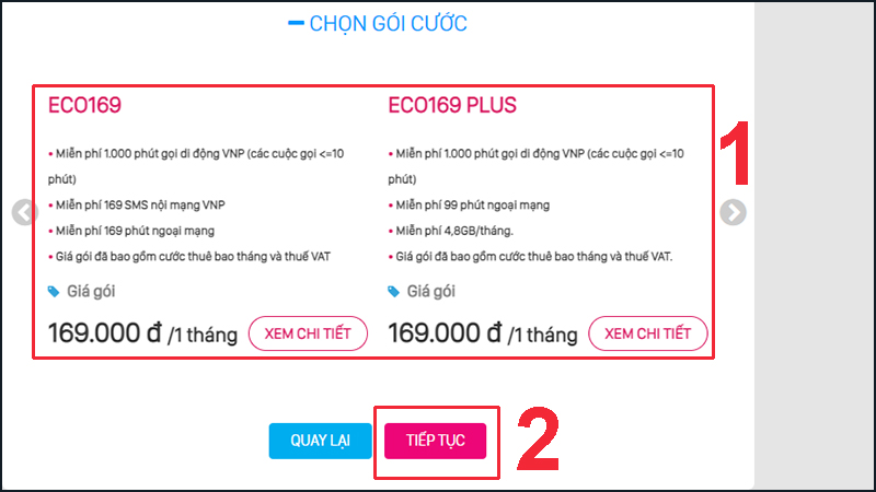 Chọn g&oacute;i cước d&agrave;nh cho thu&ecirc; bao bạn đ&atilde; chọn