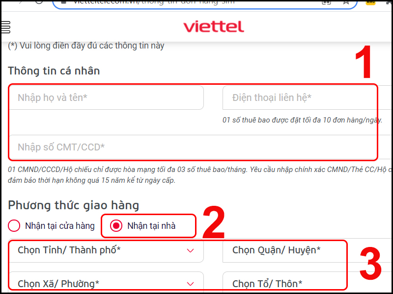 Điền thông tin cần thiết