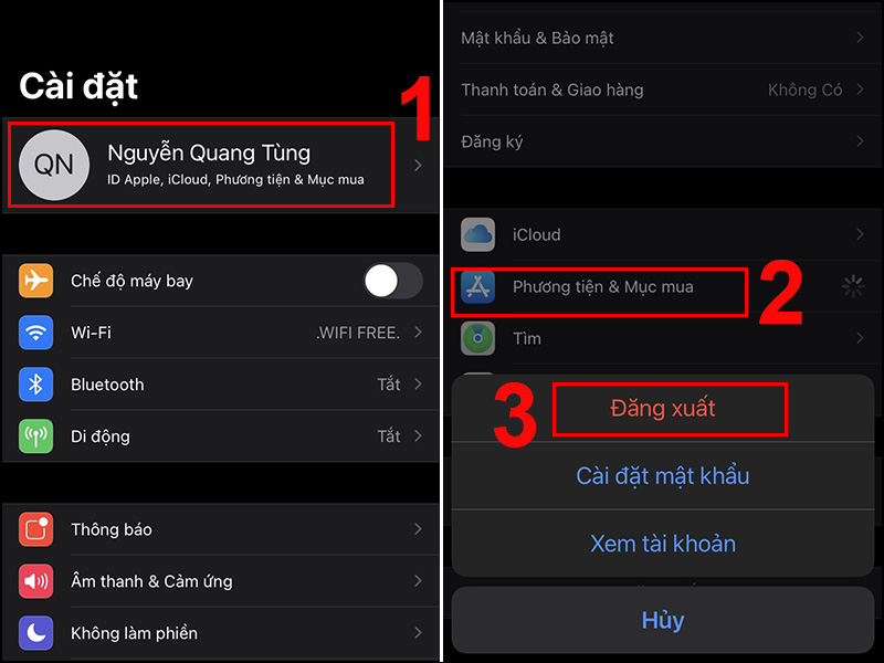 Đăng xuất ID Apple trên App Store