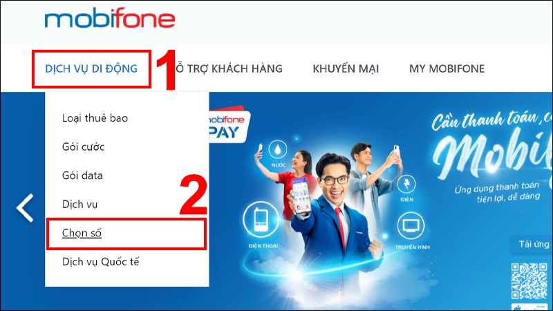 Truy cập vào website MobiFone