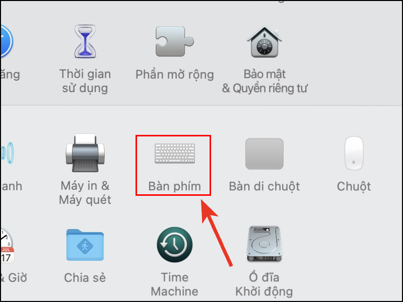 Chọn Bàn phím