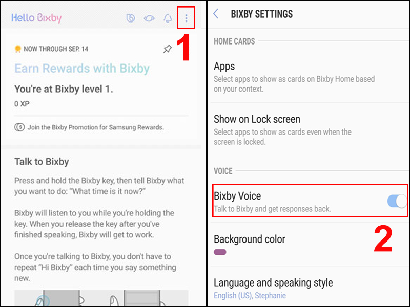 Bật tính năng Bixby Voice