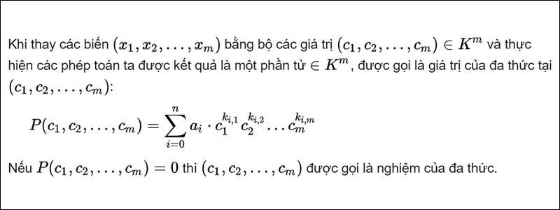 Định nghĩa nghiệm của đa thức