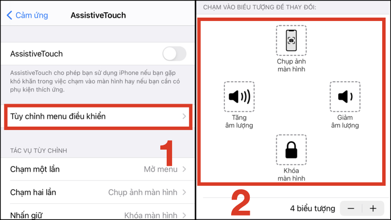 Cách tùy chỉnh menu điều khiển của AssistiveTouch