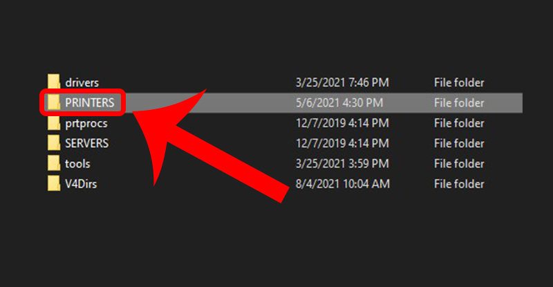 Vào thư mục PRINTERS