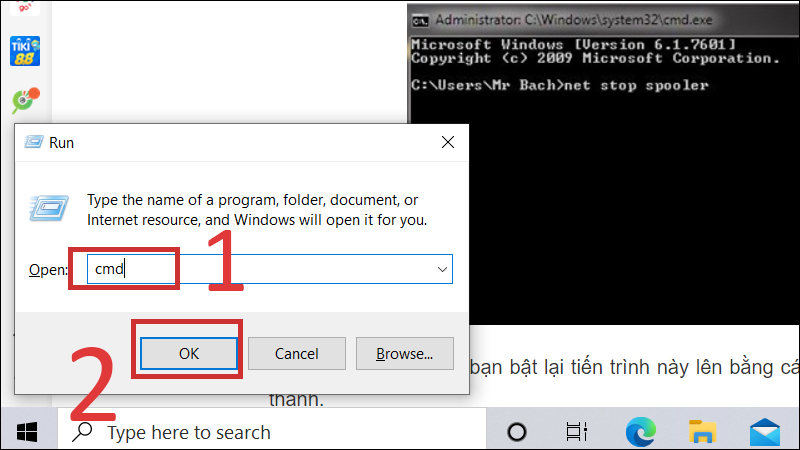 Nhấn tổ hợp phím Windows + R , nhập CMD