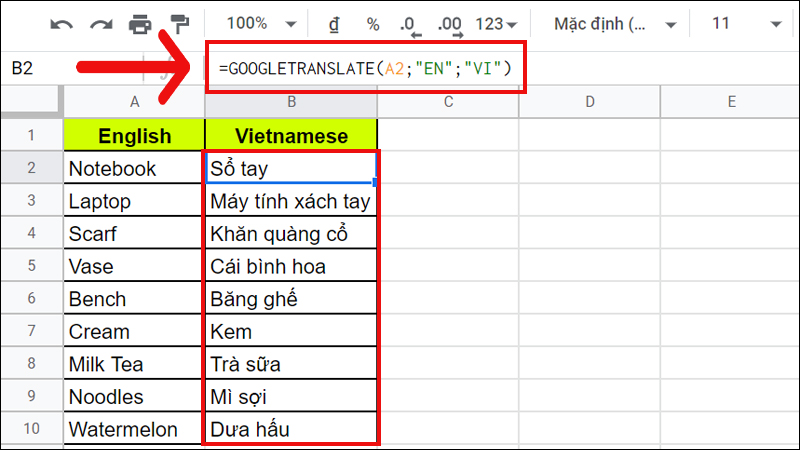 Dịch văn bản từ tiếng Anh sang tiếng Việt Nam