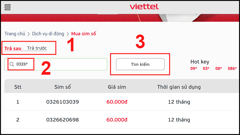 Tìm kiếm SIM đầu số 0326