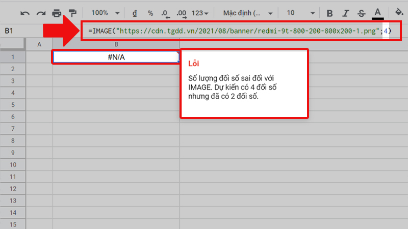 Lỗi #N/A trong hàm IMAGE