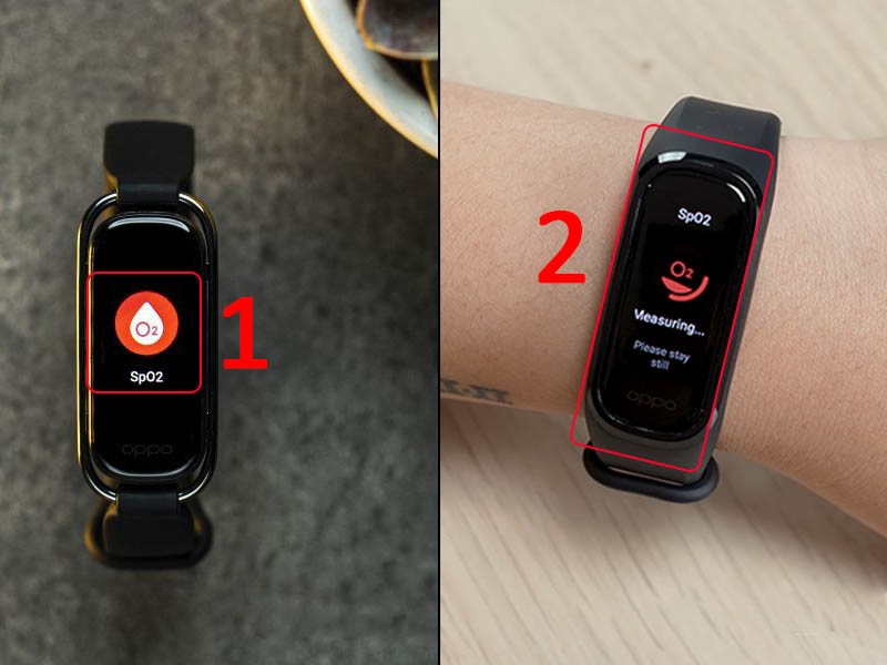 Truy cập vào biểu tượng SpO2 để đo