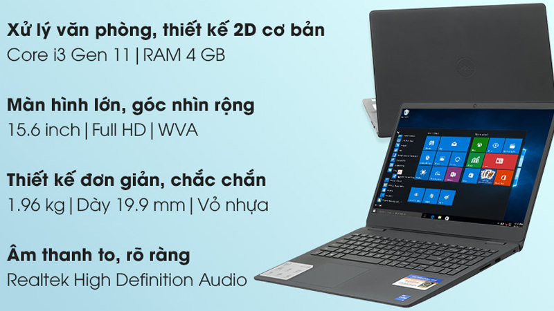 Laptop Dell Inspiron 3501 i3 màu đen