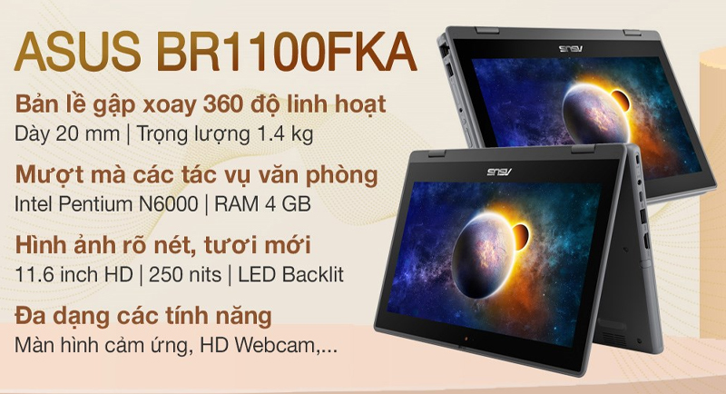 Laptop Asus BR1100FKA có nhiều ưu điểm nổi bật