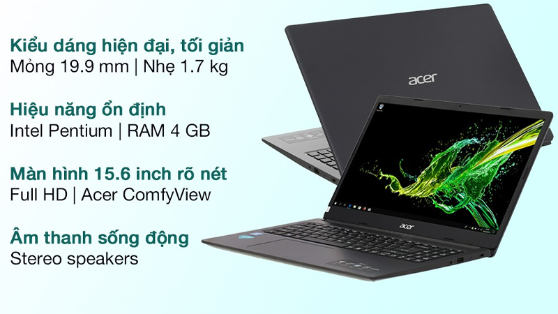 Acer Aspire 3 A315 34 P8VA  có thiết kế sang trọng 