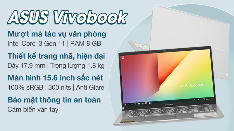 Thiết kế của laptop ASUS VivoBook A515EA i3