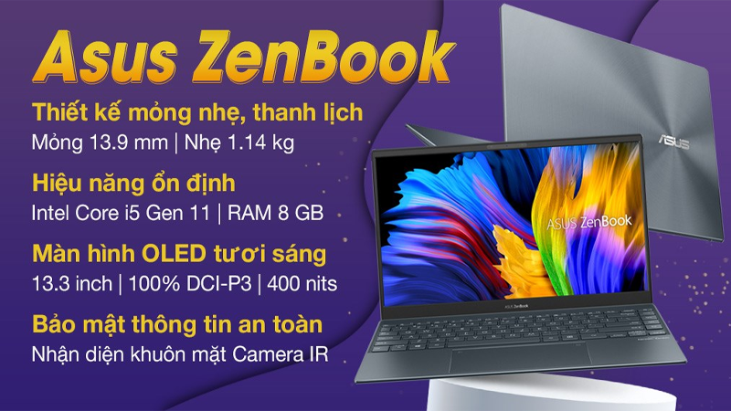 Laptop Asus ZenBook UX325EA i5 có vẻ ngoài thanh lịch