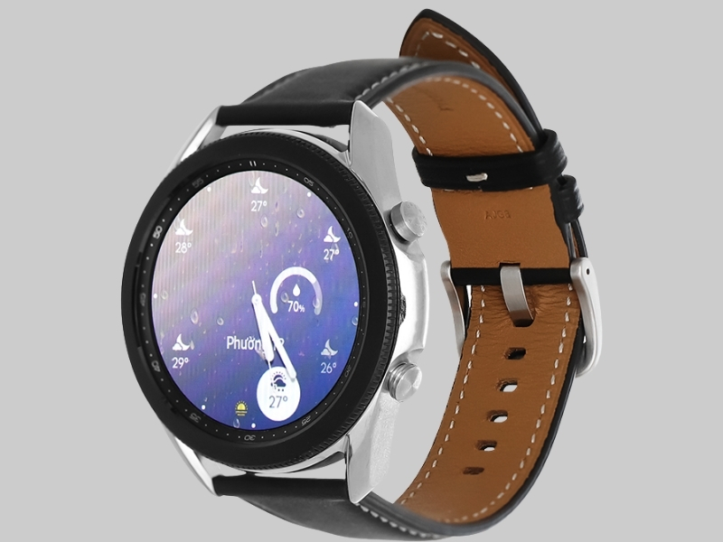 Đồng hồ Samsung Galaxy Watch 3 45mm viền thép dây da