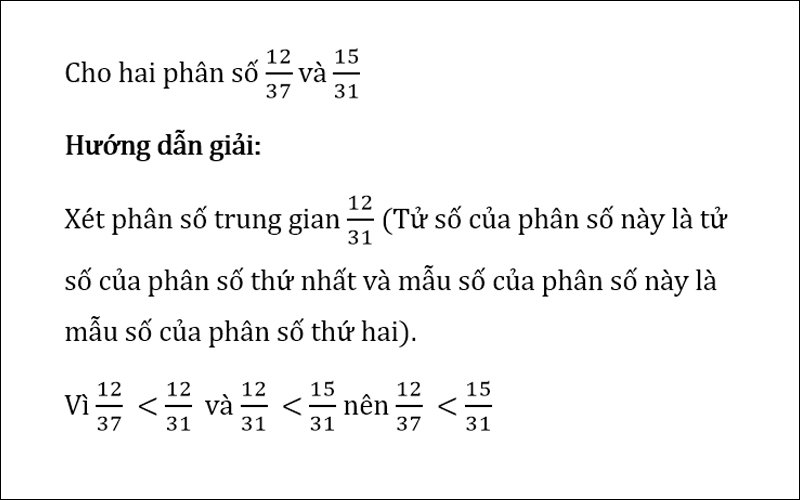 Phương pháp dùng một phân số làm trung gian trường hợp 1
