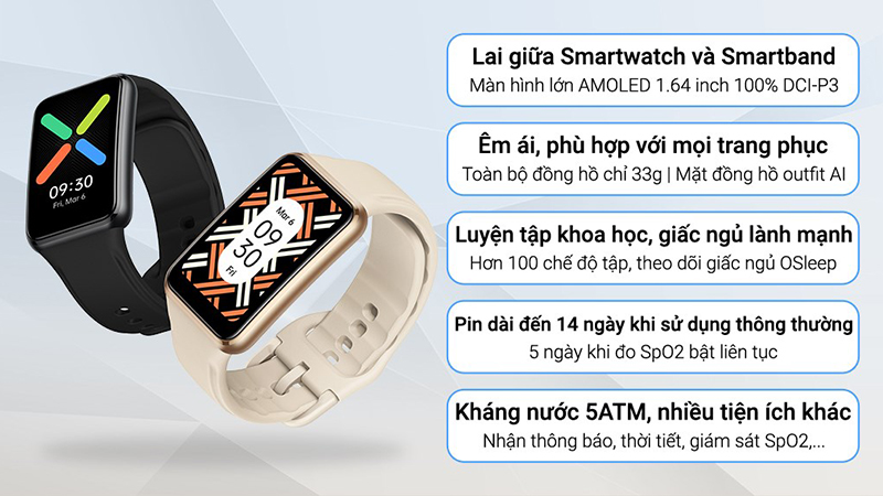 Oppo Watch Free là sự kết hợp của vòng tay thông minh và đồng hồ thông minh