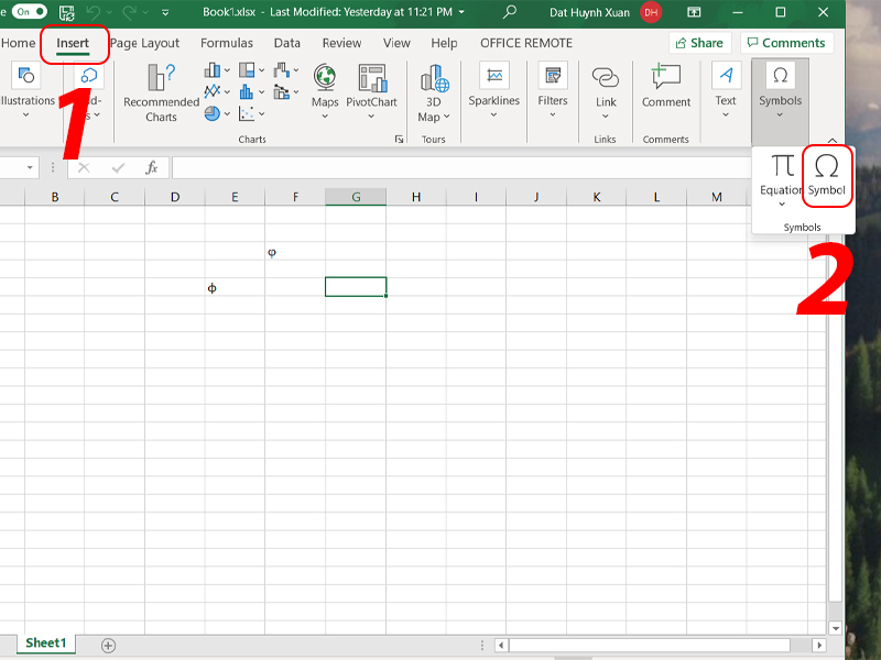Chức năng chèn Symbol trong Excel
