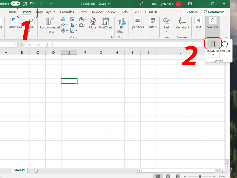 Chức năng chèn công thức toán trong Excel