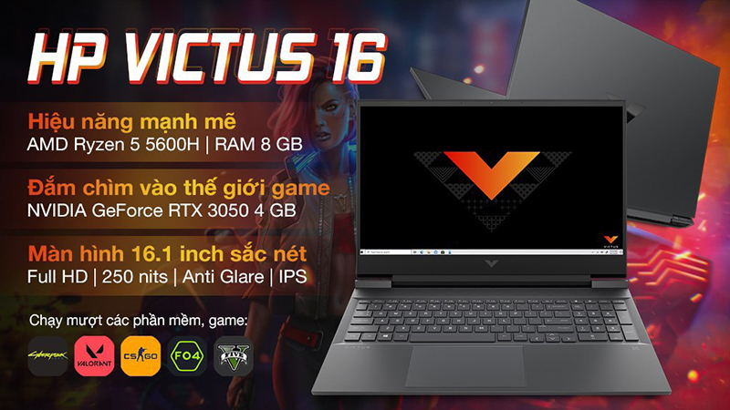 HP Gaming VICTUS 16 là một mẫu laptop gaming mỏng, sở hữu màn hình đẳng cấp