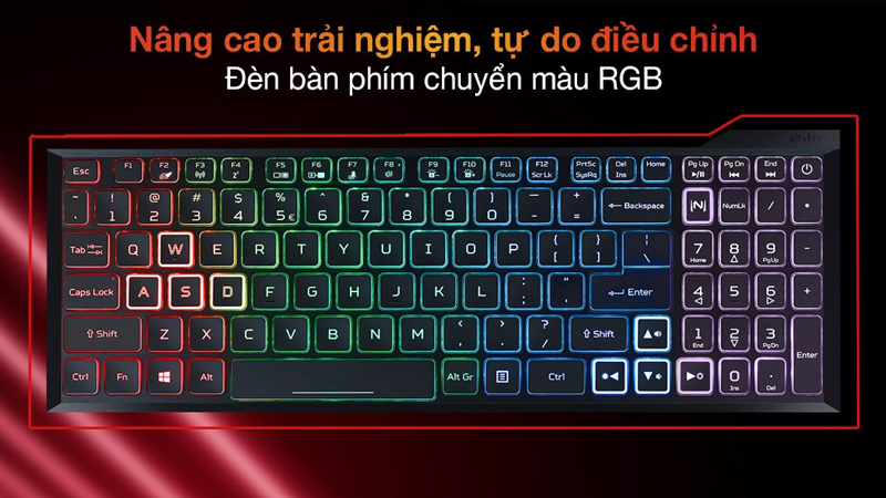 Bàn phím đèn chuyển màu RGB 4 vùng