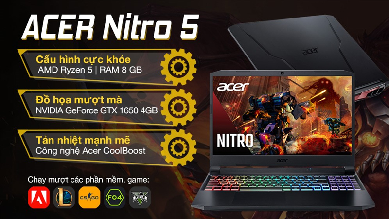 Laptop Acer Nitro 5 Gaming AN515 45 R6EV R5 (NH.QBMSV.006)