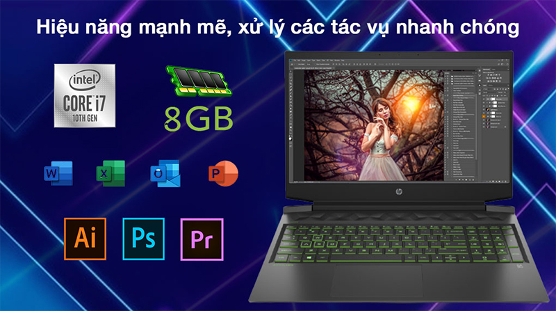 Laptop HP Pavilion Gaming 16 a0109TX i7 xử lý tốt các công việc đồ họa