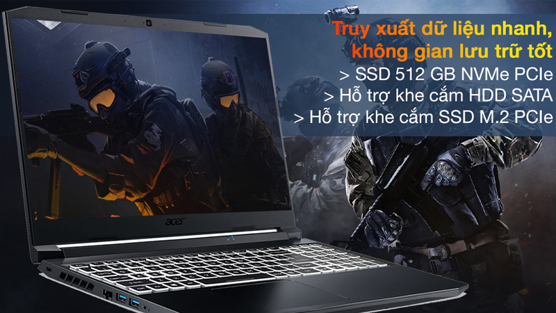 Laptop Acer Nitro 5 Gaming AN515 57 5669 i5 màu đen