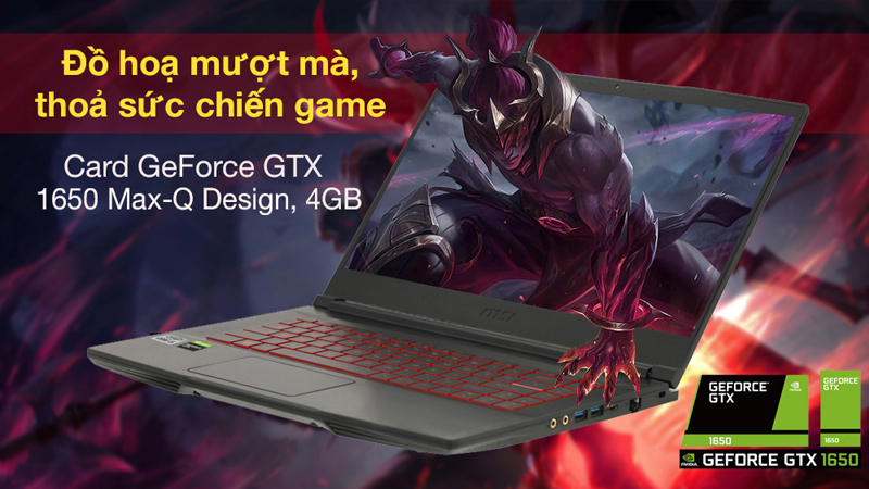 Laptop MSI Gaming GF63 Thin 10SC i7 màu đen
