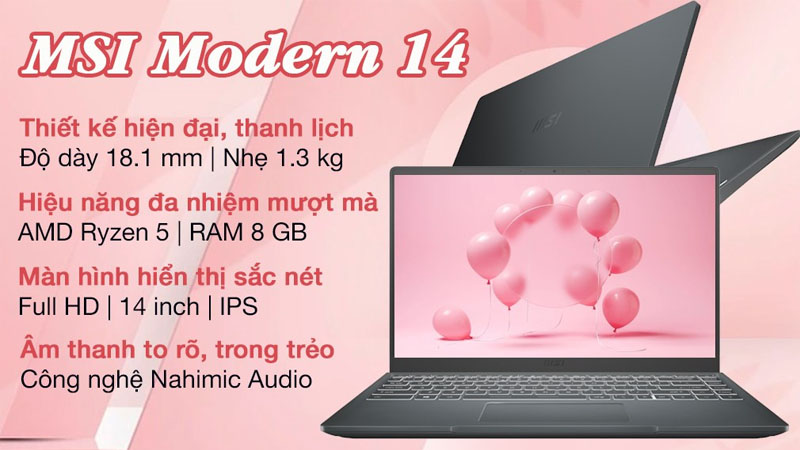  MSI Modern 14 B5M R5 5500U có bộ vi xử lý CPU AMD Ryzen 5 5500U vô cùng mạnh mẽ