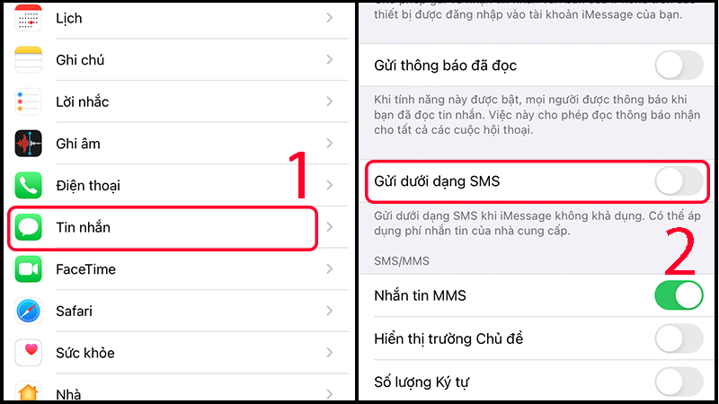 Tắt tính năng tự động gửi SMS trên iPhone