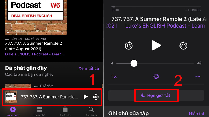 C&agrave;i hẹn giờ tắt podcast