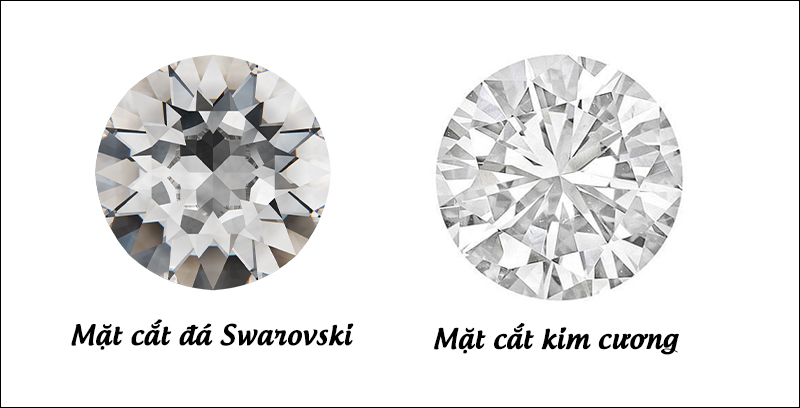 Phân biệt mặt cắt giữa kim cương và Swarovski