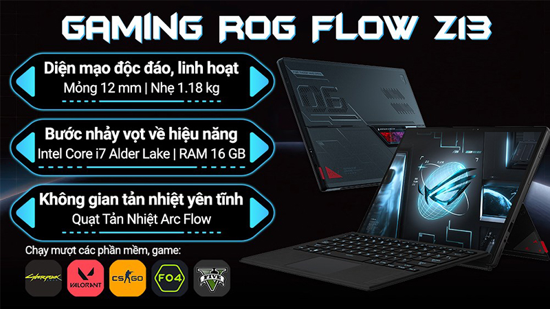 Máy Gaming ROG Flow Z13 có diện mạo độc đáo, linh hoạt