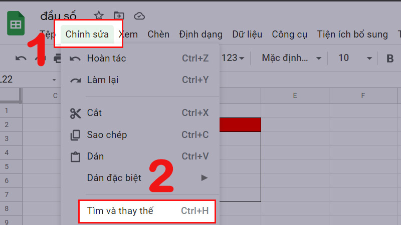 Chọn Chỉnh sửa và nhấn Tìm và thay thế