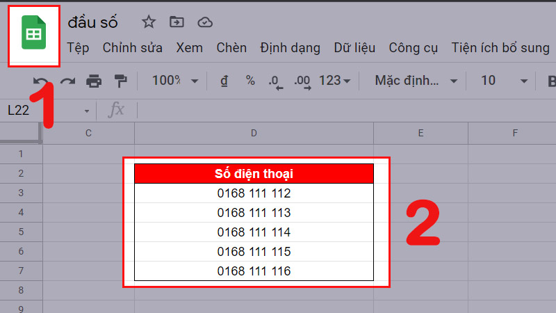 Nhập danh sách số điện thoại vào Google Sheet