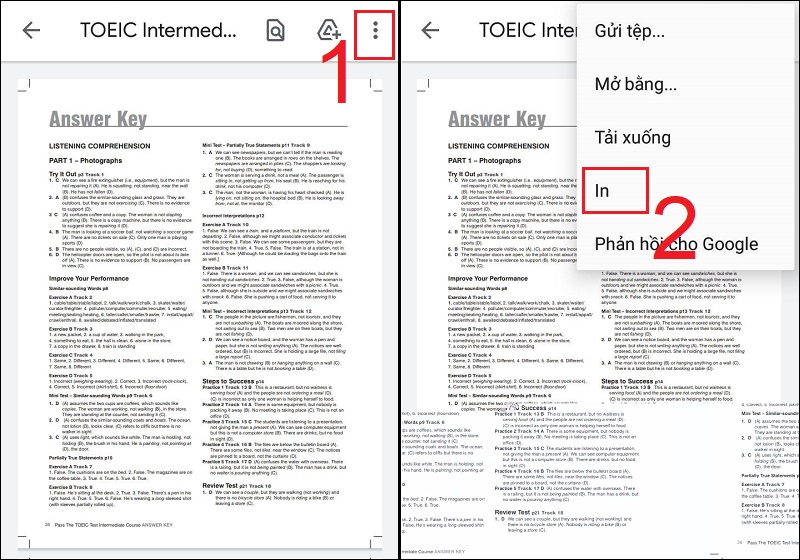 Cách In File PDF Từ Điện Thoại