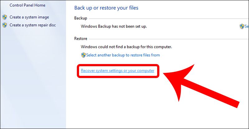 Chọn Recover system settings of your computer
