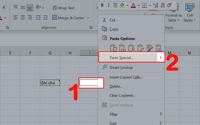 Chọn Paste Special
