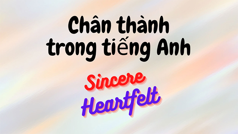 Một số từ tiếng Anh như sincere, heartfelt,... cũng mang ý nghĩa là chân thành