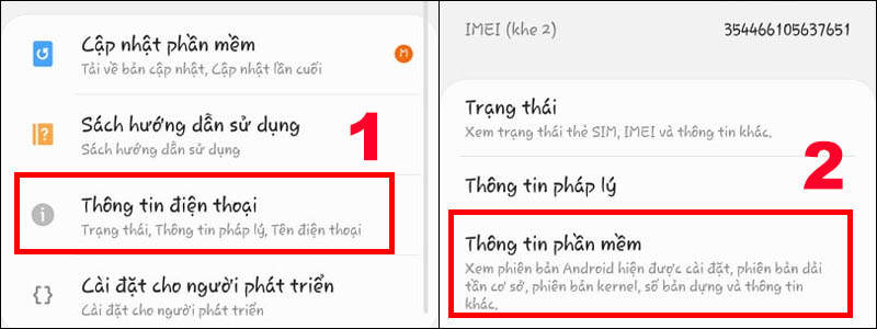 Chọn mục Thông tin phần mềm để tiến hành thiết lập