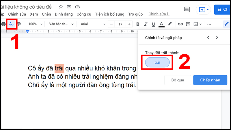 Kiểm tra và sửa lỗi chính tả bằng Google Docs