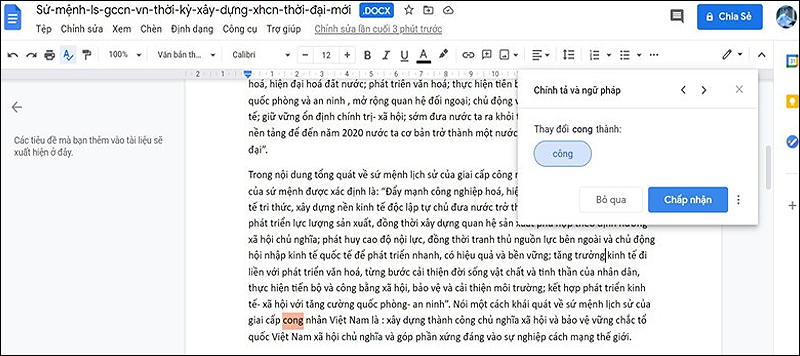 Dùng Google Docs để kiểm tra chính tả
