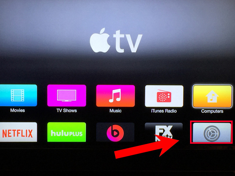 Bạn ấn chọn Cài đặt trên màn hình chính của Apple TV 