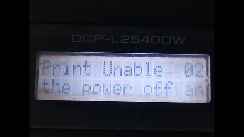 Màn hình LCD hiển thị lỗi Print unable 02