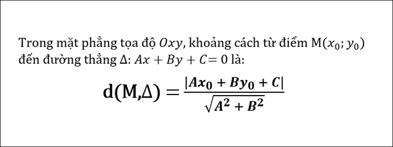 Công thức tính khoảng cách từ điểm đến đường thẳng